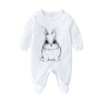 Wholesale Infant girls boys rompers spring autumn toddler kids rabbit printed long sleeve jumpsuits newborn baby cartoon cotton diaper kid designer clothing A8231