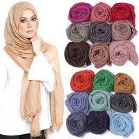 Wholesale Scarves Women Elegant Solid Under Scarf Crinkle Hijab Cotton Muslim Lightweight Wrap Turban Foulard Islamic Shawl Head