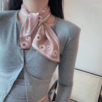 Wholesale Scarves Fashion Women Small Silk Scarf Female Elegant Daisy Shirt Scarve Korean Girls Turbans Head Hijab1