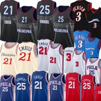 Wholesale 2021 joel embiid Jersey New Ben Simmons Jersey Retro Mesh Allen Iverson Basketball Jerseys S XXL