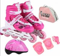 Wholesale 9 In Children Inline Skate Kids Roller Skating Shoes with Helmet Knee Protector Gear Adjustable Skates for Boys Girls Gift1