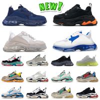 Wholesale 2022 New Platform Triple S Mens Casual Shoes Women Old Grandpa Dad FW Paris Clear Sole Crystal Bottom Vintage Luxury Original Collection Trainers Sneakers EUR