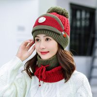 Wholesale New Pieces Set Women s Knitted Hat Scarf Caps Neck Warmer Winter Hat For Ladies Girls Skullies Beanies Warm Fleece Caps WXY059
