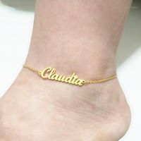 Wholesale Anklets Custom Name Anklet Personalized Jewelry Customized Stainless Steel Enkelbandje Rose Gold Color Nameplate Ankle Bracelet Cheville1