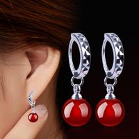 Wholesale Stud Real Sterling Silver Jewelry For Women Natural Black Red Onyx Earring Girls