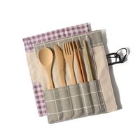 Wholesale Canvas Bag Tableware Suit Chopsticks Spoon Fork Knife Dinnerware Set Outdoors Travel Dinner Service Kit With Various Pattern le J1