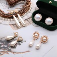 Wholesale Stud Fashion Elegant Stud Ear Imitated Pearls Dangle Temperament Classic Brincos Teardrop Round Wedding Exquisite Mujer Gift1