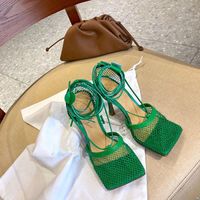 Wholesale Top quality ladies summer high quality outdoor casual high heeled sandals fashion women s lace up Shoes size green red white silver yellow