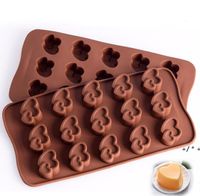 Wholesale 15 Cavity Double Heart Silicone Jelly Moulds Fifteen Holes Ice Cube Tray Heat Resistance Baking Kitchen Chocolate Molds RRA11686