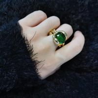Wholesale Hip Hop Jewelry High Retention Color Simple Emerald Ring Fashion Personal Bijoux Retro Ins Tide Design Niche Finger Rings for Women Men