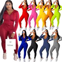Wholesale Women Casual solid color Two Piece Set Tracksuit Festival Clothing Fall Winter Top Pant Sweat Suits Neon Piece Outfits Matching Sets