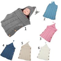 Wholesale Newborn Baby Knitted Blanket Handmade Wrap Super Soft Sleeping Bag Cotton Jacquard Blanket Layer Thread Tassel Hat Top RN8056