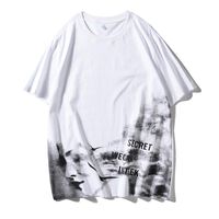 Wholesale Men s T Shirts Brief Tie dye Print Funny T shirt Loose Japanese Minimalist Style Hand painted Clothes Ness White Cotton Streetwear