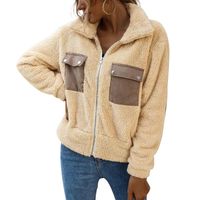 Wholesale Women s Jackets Winter WarmTurn Down Collar Womens Warm Fluffy Ladies Casual Zip Up Pocket Coat Outwear