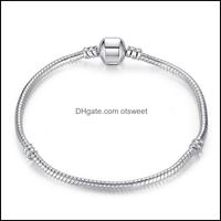 Wholesale Charm Bracelets Jewelry Drop Sier Plated Women Snake Chain Beads For Pandora Bangle Bracelet Children Gift B001 Delivery Rrken