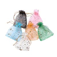 Wholesale 100pcs Organza Jewelry Gift Bags x9cm Moon Star Hot Stamping Organza Wedding Party Favor Gift Bag Jewelry Packaging Pouches Earring Holder