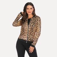 Wholesale Women s Jackets Leopard Print Women s Bomber Casual Long Sleeve Streetwear Gold Rose Female Outwear Zipper Abrigo Capa Mujer Plus Size1