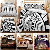 Wholesale 3D Print Bedding Set Piano Violin Musical Instrument Kids friends Gift Duvet Cover set Home Textiles king queen twin full1
