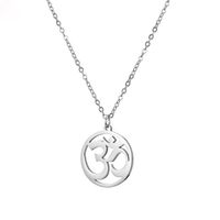 Wholesale Pendant Necklaces Buddhist AUM OM Yoga Necklace For Men Woman Silver Color Amulet OHM Jewelry Chain Inch