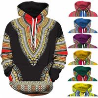 Wholesale Ethnic Clothing Spandex Bazin Riche Traditional Print Pullover African Dashiki Hoodie D Africa Clothe Red Yellow Purple Black Orange Blue G