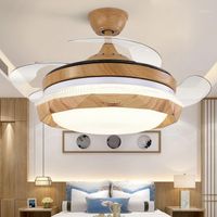 Wholesale Electric Fans Modern Chinese Invisible Ceiling Fan Light Home Living Room Dining Bedroom LED Inverter Direct Sales1