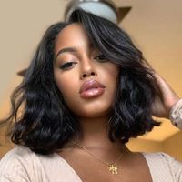 Wholesale Short Bob Wigs For Women Body Wave Lace Frontal Wig Black Roots Remy Brazilian Lace Front Human Hair Wigs Natural Wavy