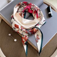 Wholesale French elegant floral original Spring and Autumn new thin narrow strip small silk scarf hair belt dual streamer shirt scarf