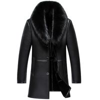 Wholesale High quality Winter NEW Men Genuine Leather jacket Mens Sheepskin Fur Coat male slim Business Casual Long jacket Outerwear Windbreaker