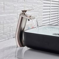 Wholesale Bathroom Sink Faucets Brushed Nickel Basin Faucet Single Hole Countertop Mixer Tap Deck Mounted Waterfall Vanity Faucet1