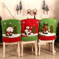 Wholesale Christmas Decorations Santa Claus Chairs Cover Cap Non woven Dinner Table Red Hat Chair Back Covers Xmas For Home1