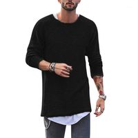 Wholesale Long Sleeve Mens T Shirt Summer Round Neck Male Oversized t shirt Cotton Knitted tshirt Streetwear Hip Hop Tee Shirt Homme1