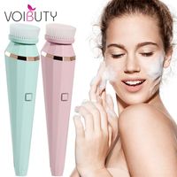 Wholesale USB Rechargeable Electric Silicone Facial Cleansing Brush Sonic Face Roller Massager Blackhead Remover Pore Cleaner Face Washing Cleaner