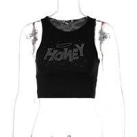 Wholesale Europe and America Cross Border Womens Clothing New Autumn Letters Hot Drilling Slim Fit Midriff Baring Sleeveless Sexy Vest Foreign Tr