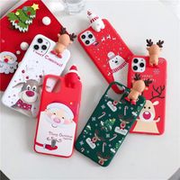 Wholesale Cute D Doll Cartoon Christmas Santa Reindeer Tree Soft Phone Case for iphone Pro Max XR Plus Cover Xmas Gift