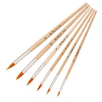 Wholesale 6 Sets Fine Watercolor Propylene Painting Brushes short Wood rod Round head Oil Painting Brushes Artistic school supplies