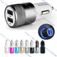 Wholesale Best Metal Dual USB Port Car Charger Amp for iPhone for Samsung for Motorola Cell Phone Universal Car Charger