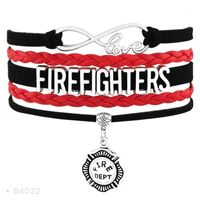 Wholesale Charm Bracelets Infinity Love Firemen Fireman Firefighters Fire Fighters Wife Mom Red Black Firefighter For Women1