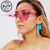Wholesale Sunglasses Sella Triangle One Piece Oversized Men Women Party Street Style Red Yellow Tint Lens Eyewear