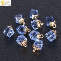 Wholesale CSJA Jewelry Findings Faceted Cube Glass Loose Beads Color Square Shape mm Hole Austrian Crystal Bead for Bracelet DIY Q2