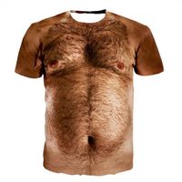 Wholesale 2020 New Fashion men d T Shirt Funny Printed Chest Hair Muscle Short Sleeve Summer men s tshirts Funny monkey face T shirt Y201