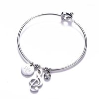 Wholesale Bangle Stainless Steel Music Note Woman Bracelet European Style Crystal Beads Life Letter Boho Jewelry Gift For Freiend1