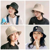 Wholesale Womens Female Girls Travel Bucket Beach Sun Hat Fashion Embroidered Cotton Packable Siample For Summer Outdoor Traveling