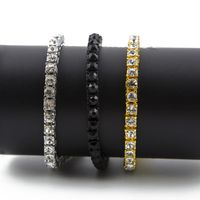 Wholesale Iced Out Row mm Rhinestones Bracelet Men Hip Hop Style Clear Simulated Diamond inches Tennis Bracelets Bling Bling