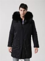 Wholesale Classic style meifeng brand Winter Men snow coats black rabbit fur lining black long parkas Lavish fur long style outdoor men jackets