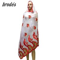Wholesale Scarves African Women Scarf Hijab Embroidered Hollow Out Big Hijab Scarf Shawl Features Cotton Comfortable Scarf LH115