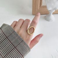 Wholesale Stylish and Fashionable Large Metal Hollow Oval Ring Adjustable Opening Fashion Jewelry Personality Female Rings