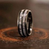 Wholesale 2021 Fashion mm Deer Antler Black Tungsten Steel Ring for Men Women Nature Forest Elk Wedding Band