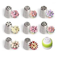Wholesale 9 Cake Tips Stainless steel Flower mouth Cupcake Leaf Russian Mouth Transfer Cute Cream Head DIY Easy Convenient DIY1