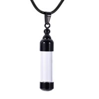 Wholesale Chains KLH9887 Black Cylinder Keepsake Cremation Ash Urn Glass Perfume Bottle Pendant Necklace That Hold Ashes