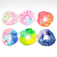 Wholesale 2019 New Rainbow Soft Velvet Scrunchies Tie dye Hair Ring Rubber Band Elastic Hair Bands Rope Ties Women Girl Hair Accessories